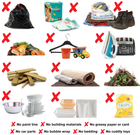 Recycling guide - Images of items that cannot be recycled