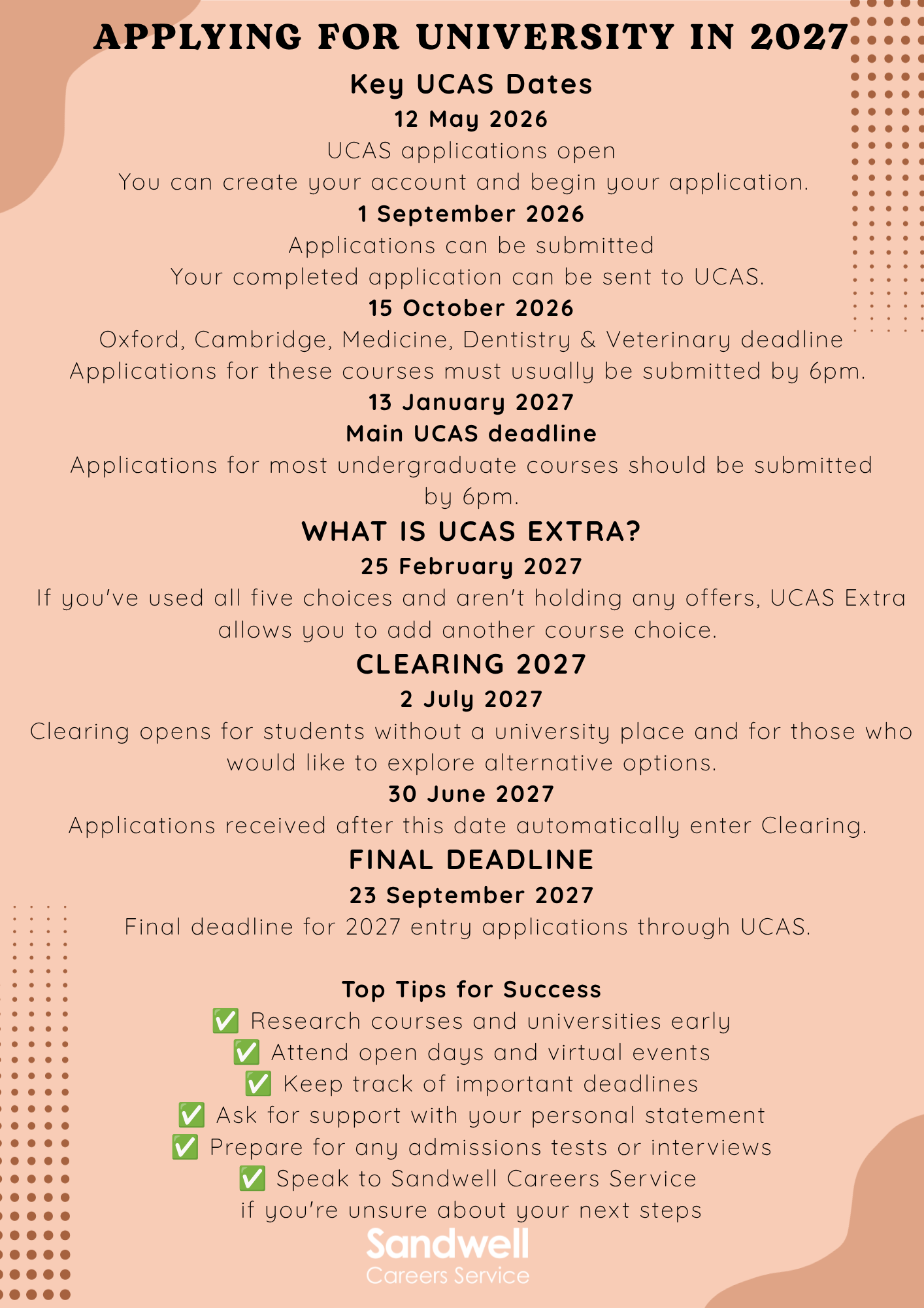 UCAS deadlines 26/27