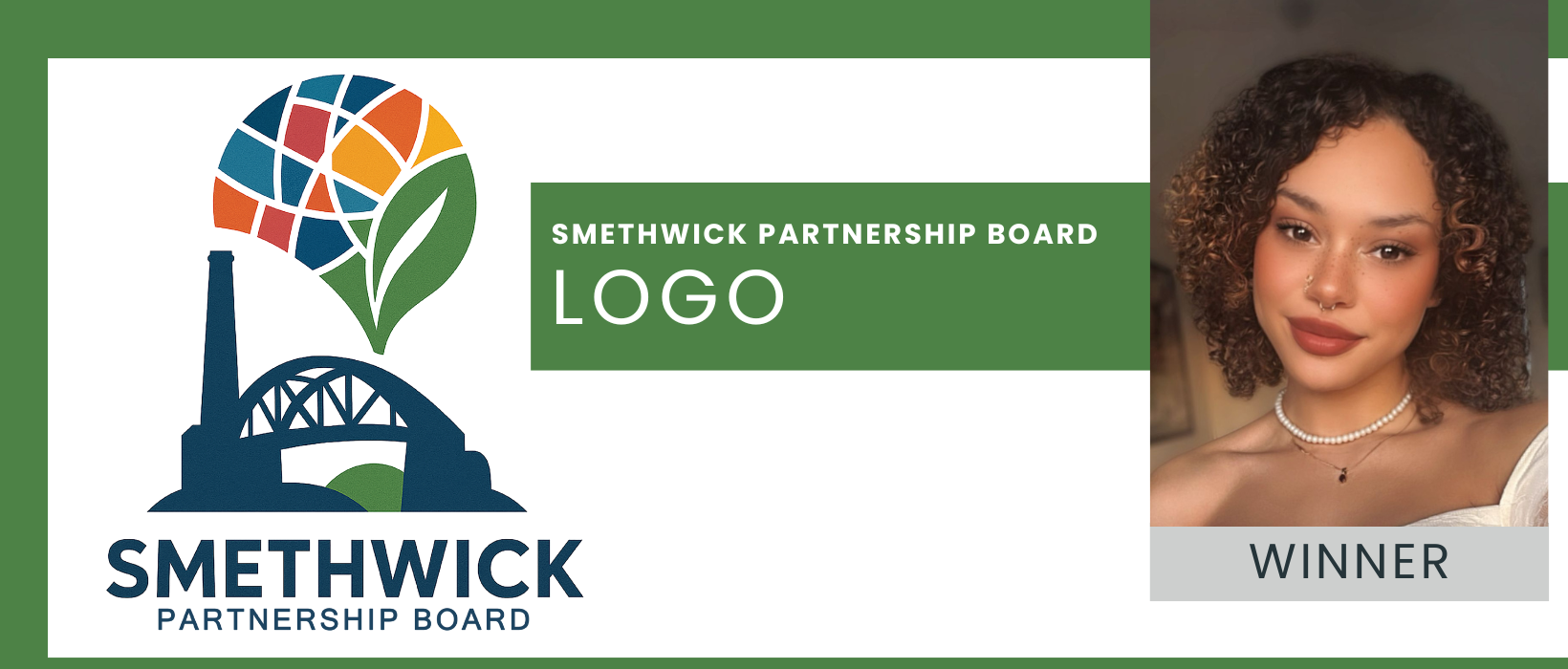 Smethwick Partnership Board logo and winner, Naomi Davis