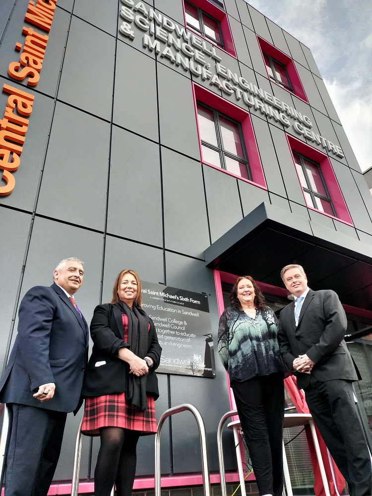 Representatives from Sandwell Council, West Bromwich Town Deal, Sandwell College at the official opening of Central Saint Michael&rsquo;s Sandwell Science, Engineering &amp; Manufacturing Centre in West Bromwich