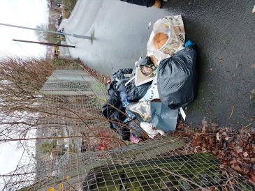 Fly-tipped rubbish on curb-side