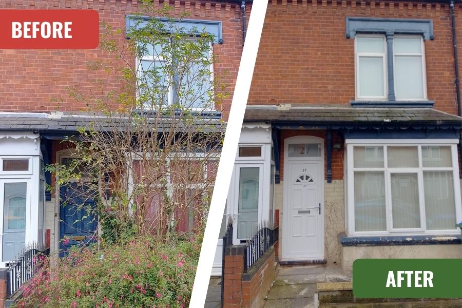 Before and after pictures of a previously empty home in smethwick