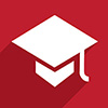 Ambition 4 icon mortar board on red background