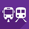 Ambition 6 icon train and tram on purple background