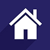 Ambition 7 icon house on blue background