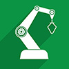 Ambition 9 icon robotic arm on green background