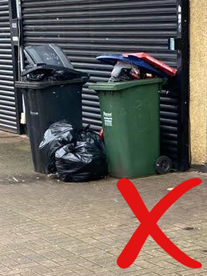 Image of bins overflowing with waste.