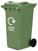 image of a green garden waste bin