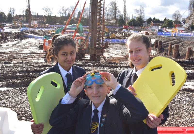 Bristnall Hall Academy students at Sandwell Aquatics Centre site