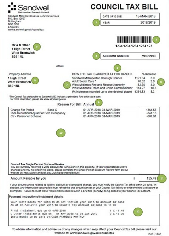 Example Council Tax Bill image