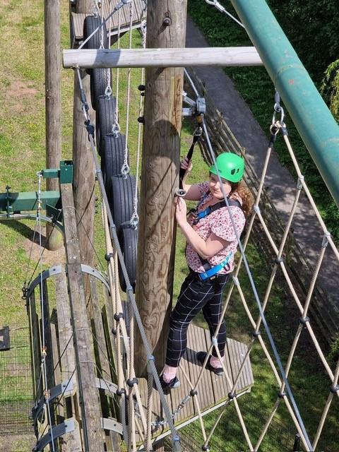 Cllr Rollins tries out the attraction