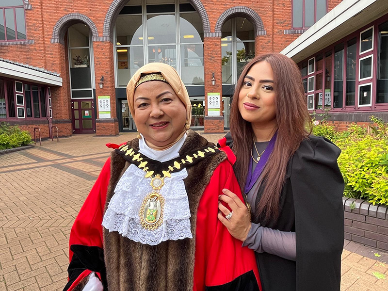 Councillor Syeda Khatun MBE Mayor of Sandwell with Mayoress Syeda Hasna