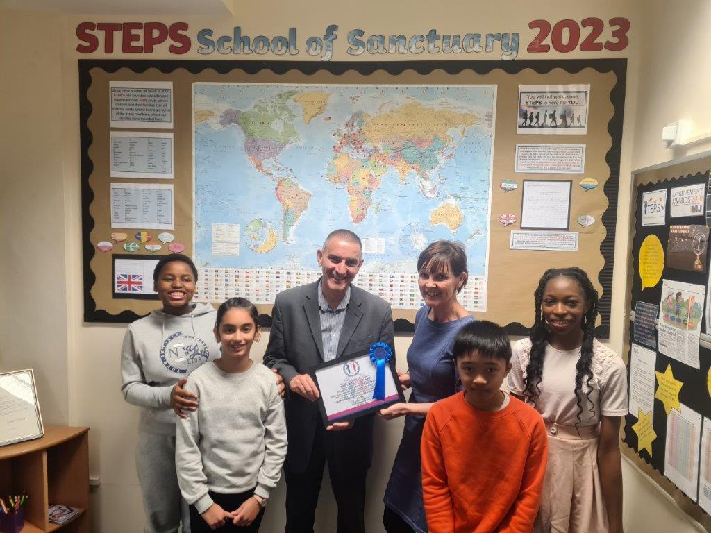 Pupils from STEPS Centre with Cllr Hackett and Julie Link