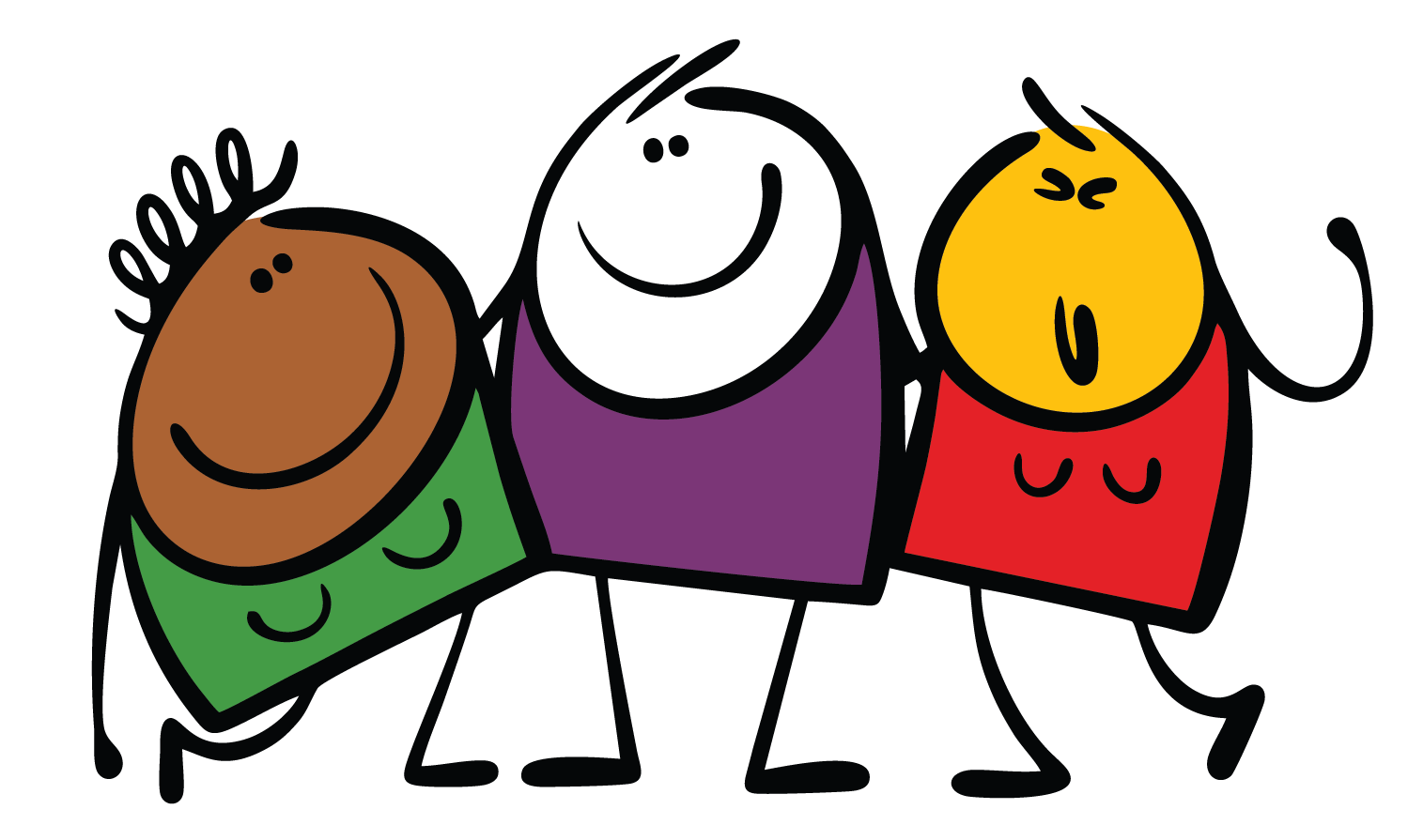 stylized cartoon of a group of teenagers