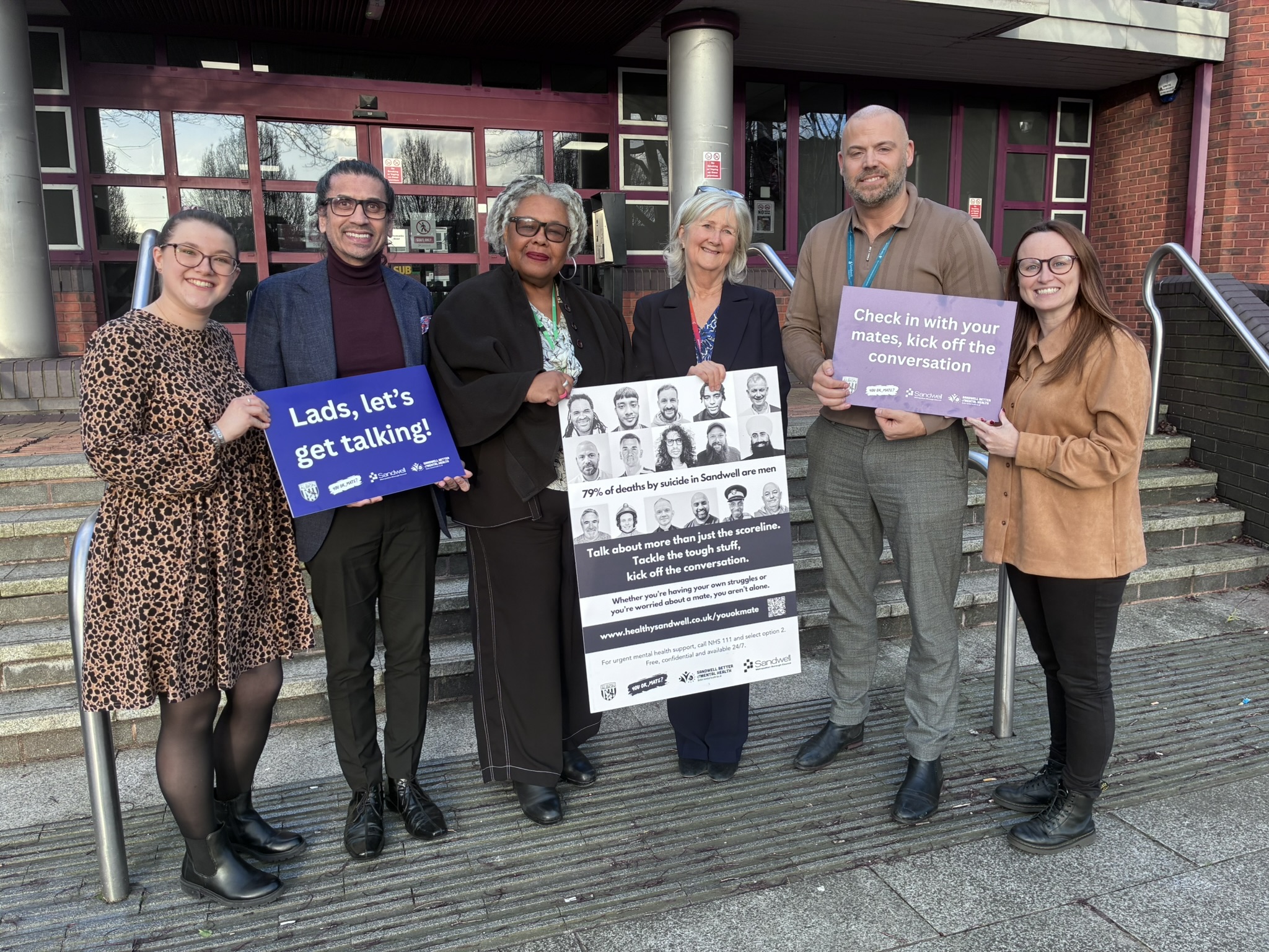 Image of staff involved in the campaign  together with the Cabinet Member for Adult Services Health and Wellbeing, Councillor Jackie Taylor and
Dr Frances Howie, Director of Public Health holding campaign materials