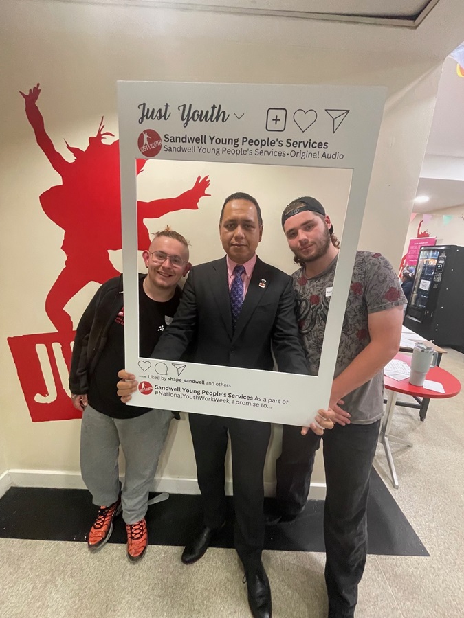 Josh, Councillor Jalal Uddin and Brandon at the Sandwell Youth Service staff conference 2025