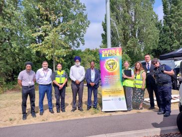 Councillors and Agency staff at entrance to Road Safety site