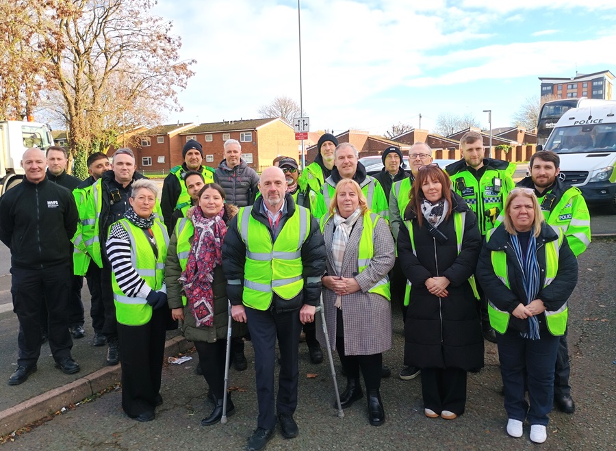 Partners at the start of the multi-agency operation at Bullock Street and Grice Street, West Bromwich