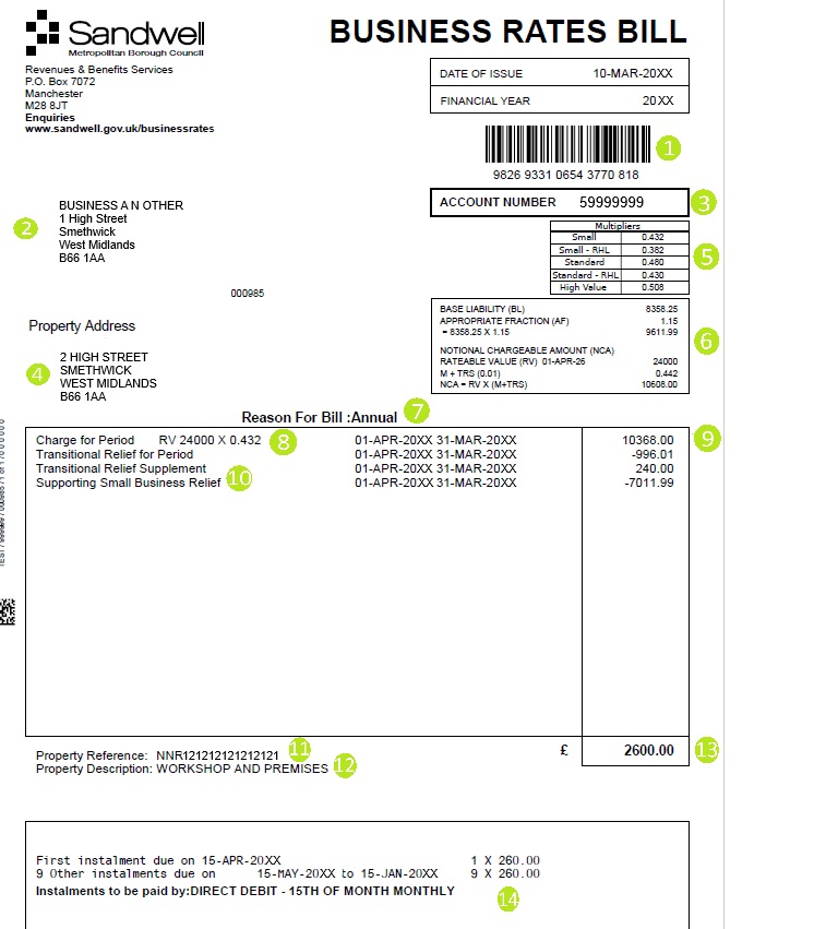 Image of a Business Rates bill