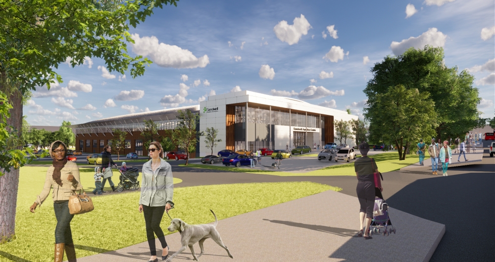 Sandwell Aquatics Centre front elevation artists impression