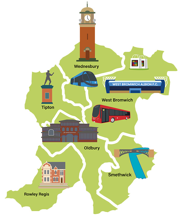 Sandwell borough infographic map