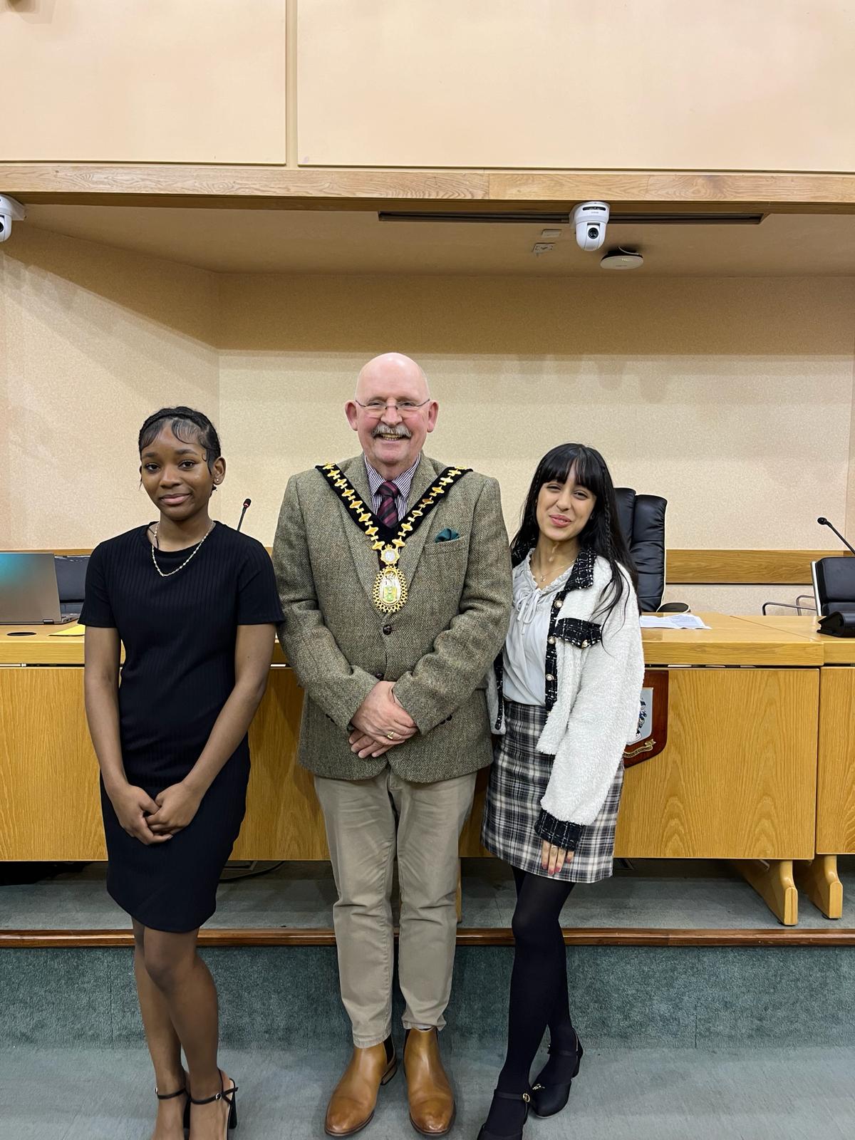Sandwell Council Mayor Cllr Bill Gavin with new members of the youth parliament