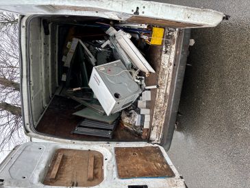 Transit van loaded with scrap waste