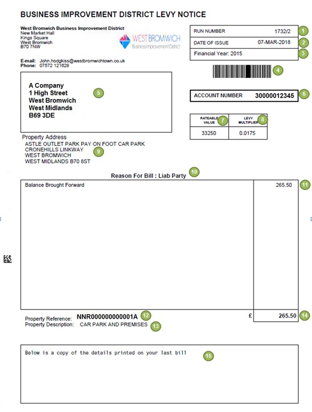 Image of a West Bromwich BIDS bill