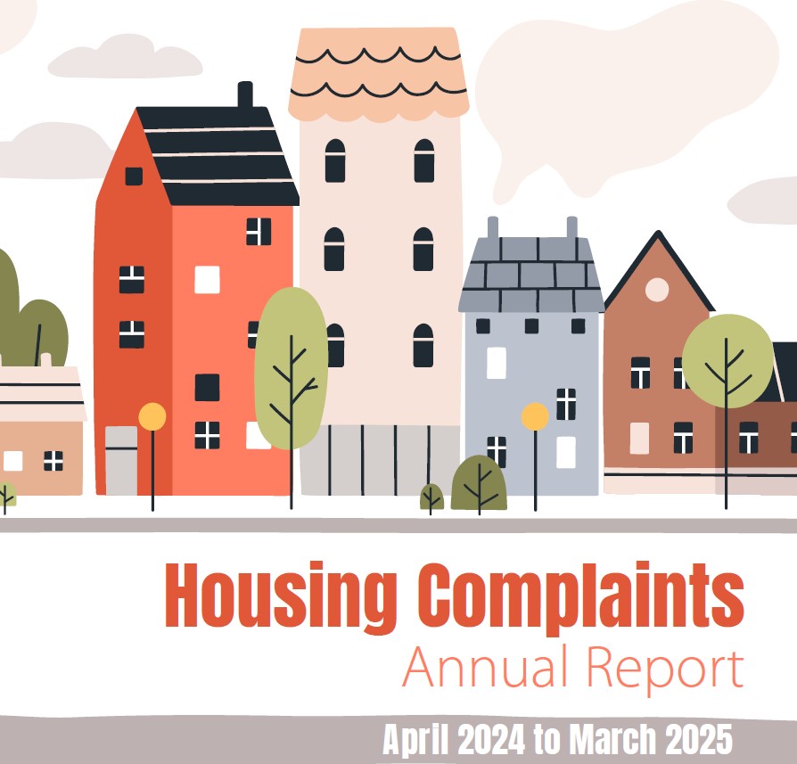 Graphic of housing with the text Housing Complaints Annual Report