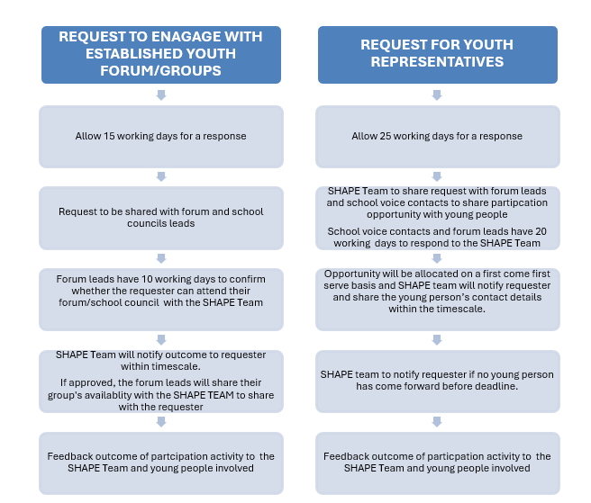 Diagram of the request process for the participation framework
