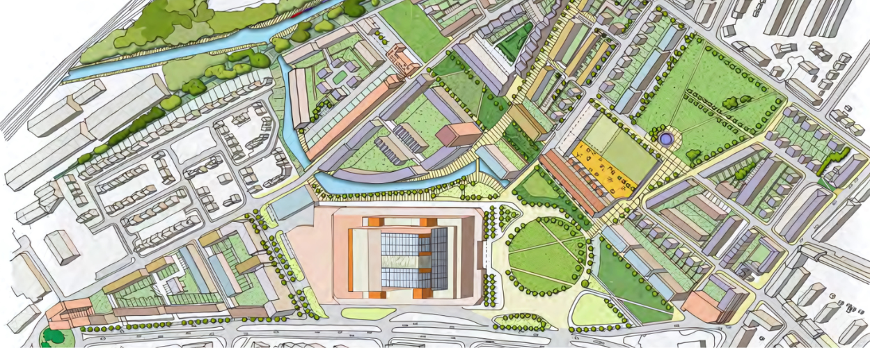 Artist drawing of Grove Lane area in Smethwick